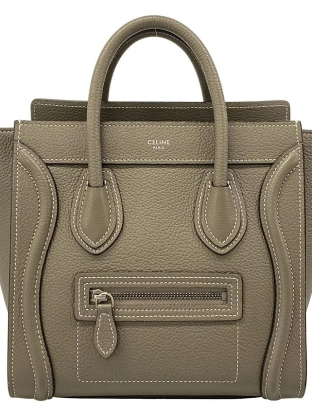 CELINE Luggage Nano Shopper Pickpocket (gray-beige) Drummed calfskin Handbag - Picture 1 of 15